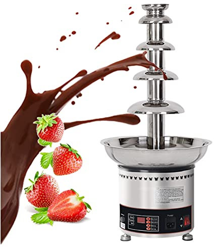 Fontaine à chocolat électrique, fondue au chocolat commerciale en acier inoxydable 304 à 5 niveaux facile à assembler, parfaite pour le fromage Nacho, la sauce barbecue, le ranch, les liqueurs