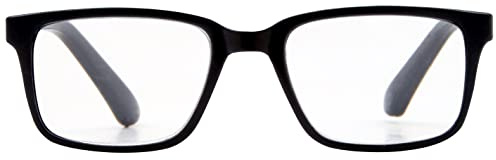 Foster Grant Arno Cyril Reading Glasses for Men & Women +2.00 – Frame in Matte Black with Spring Hinges, Scratch-Resistant Lenses & Protective Case
