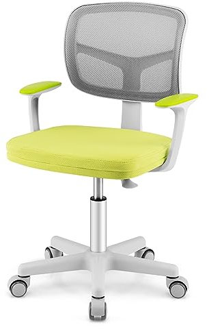 GOPLUS Schreibtischstuhl Kinder, Höhenverstellbarer Kinderdrehstuhl, Sitzhöhe 40-54cm, Kinder Bürostuhl mit Rückenlehne, Armlehnen, Ergonomischer Jugenddrehstuhl für 3-10 Jahre (Grün)