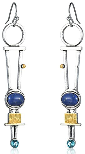 Ayoiow Silber Plated Ohrringe Silber Damen Hängend Mit Lapislazuli Creolen Damen Ohrringe