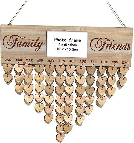 NUOBESTY Holz Kalender Zum Aufhängen Hängetafel Aus Holz Erinnerungstafel Für Geburtstage Wohnheim Und Büro Einfache Montage Schöne Wohndeko