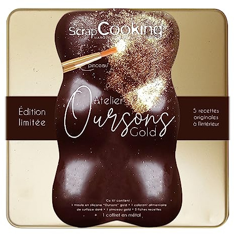 SCRAP COOKING - Coffret Ourson Gold - Coffret Kit Patisserie Edition Limités Moule Silicone Ourson - 3790, Doré