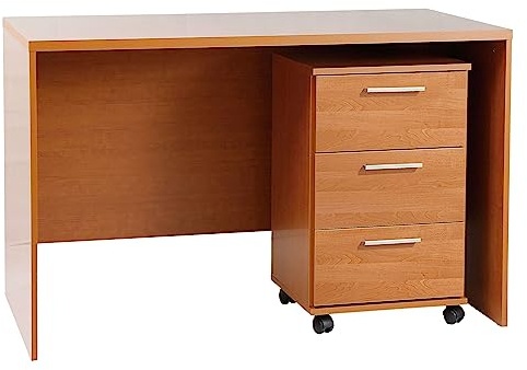 Miroytengo Tavolo da scrivania classico con cassettiera 120 x 75 x 60 cm, colore ciliegio