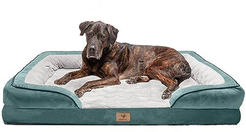 Traumreiter orthopädisches Hundebett für große Hunde XL Grün I Hundekörbchen Hundekorb Hundekissen Hundehöhle Hundesofa Hunde Bettchen Hundebetten für mittlere Hunde 110x80 cm