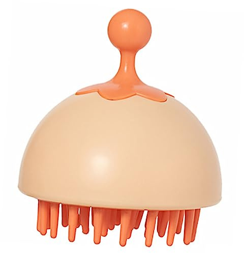 Cepillo para Masajeador Cabelludo Cuero Portátil de Masaje Champú | Naranja, Pp y Silicona, Ligero y Fácil de Limpiar, Diseño para Ñiño, Uso Manual y Compacto