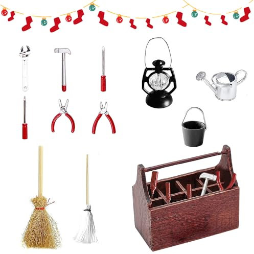 Miniatur Werkzeug,12PCS Wichtel Werkzeugkiste,Mini Werkzeugkasten Wichtel,Wichtel Zubehör Werkzeug,Wichtel Werkzeug,Miniatur Wichtel Zubehör Werkzeug,Wichtel Werkzeug Set