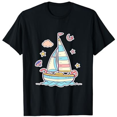 Segeln Comic Look Bootfahren Segeltour T-Shirt