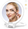 WEILY Espejo Maquillaje con Luz, 10X/1X Espejo Aumento, Doble Cara Espejo de Viaje, con 3 Luces de Color, Control Táctil, Recargable Portátil Espejo para Dormitorio y Baño(Blanco)