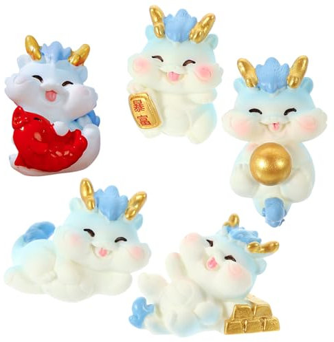 Vaguelly 5stücke Teiliges Miniatur Drachenfiguren Aus Harz Dekorative Drachenstatuen Für Jahr des Drachen Zubehör Für Wohnraum Garten Und Tischdekoration