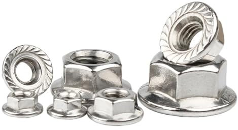 304/316 Edelstahl Sechskantflanschmutter M2.5 M3 M4 M5 M6 M8 M10 M12 M14 M16 M20 Flache Kontermutter mit Zähnen(304Dentate,M10-5PCS)