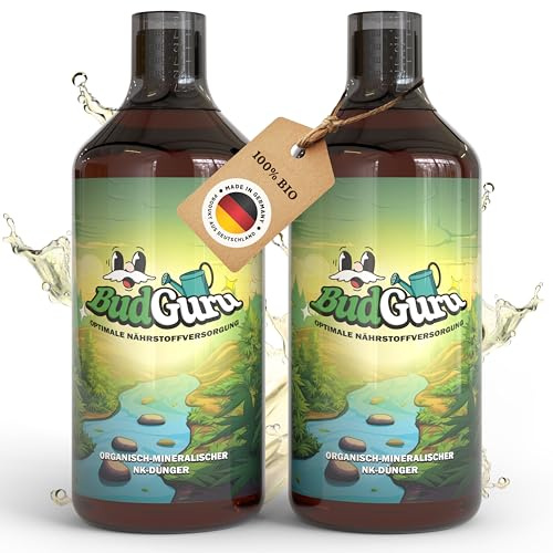 BudGuru Dünger für Pflanzenwachstum Indoor & Outdoor (2 x 1 liter) | All-in-One Spezialdünger für Wachstumsphase & Blütephase | Für alle Sorten geeignet | Organisch & 100% Bio | grow & bloom