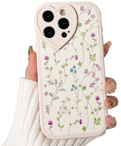 NITITOP Compatible for iPhone 14 Pro Case Cute Bear Flower Floral with Love Lens Bumper Protector for Girls Women Soft TPU Shockproof Protective Girly - Vine