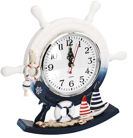 HAWILLOSCH 1stück Mediterrane Tischuhr Kreative Geräuschlose Desktop-Uhr Für Wohnzimmer Büro Schlafzimmer Stilvolle Deko Mit Schöner Textur Für Verschiedene Räume Sorgt Für Ruhige