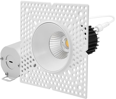 LUXRITE 2 Inch Trimless LED Recessed Lighting, 12W, 1100LM, 5CCT Selectable 2700K-5000K, 60° Beam Angle, Dimmable, Push-n-Lock Spotlight, CRI 90, Damp & IC Rated, Plaster Downlight, ETL Listed