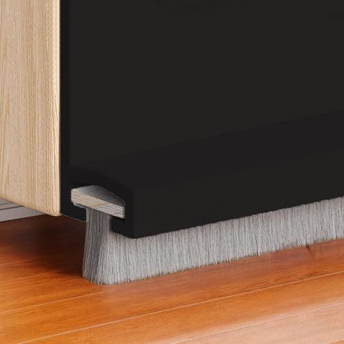 Wonsters Joint Brosse Isolation Phonique Porte,Auto-adhésif et Peut être Coupé à la Taille,Boudin de Porte,Calfeutrer Bas de Porte,Calfeutrer Bas de Porte Autocollant our Isolation (Noir, 100cm)