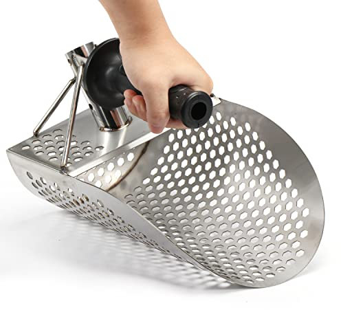 QYLTTDM Pala de Arena para detección de Metales, Pala de Acero Inoxidable Resistente con Agujeros hexaedros de 9 mm para detección de Oro en la Playa, Herramienta de Caza del Tesoro