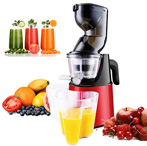 HCZKIUJY Juicer Machines, Cold Press Juicer, Slow Masticating Juicer Extractor, Quiet Motor Reverse Function, Easy to Clean, for High Nutrient Fruit Vegetable Juice,Red
