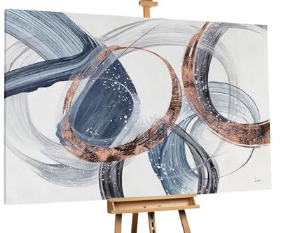 KunstLoft Ölgemälde 'Energised' 180x120cm | Original Handgemalte Gemälde | Modern | Blau und Weiß | Leinwand-Bild Ölgemälde einteilig groß | Modernes Kunst Ölbild