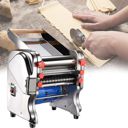 OLSKFUH Macchina per Pasta Elettrica da 550 W, Macchina per Pressare Le Tagliatelle, con Coltello da Taglio A Doppio Scopo da 3 Mm/9 Mm per Spaghetti, Lasagne, Linguine,