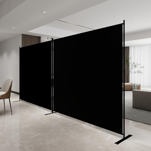 T&Jero 2-Panel Folding Room Divider, 6ft Tall Portable Privacy Screen Wall for Home and Office, Modern Freestanding Partition Separator for Bedroom, Studio, 142 Wide x 71 High, Black