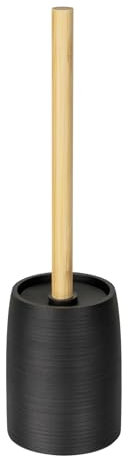 Wenko Set WC MOD. Altavalle scopino da Terra autoportante Elegante Accessorio Bagno in poliresina e bambù Ø 10,5 cm H 38,5 cm Nero Naturale