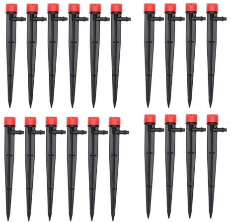 Naisfei 20 Pcs Water Irrigation Drippers, 8 Holes Adjustable Drip Emitters Micro Flow Drip Irrigation 360 Degree Watering System for Vegetable Garden, Garden, Greenhouse