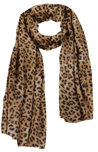 GWAWG Damen-Schal mit Leopardenmuster, leichter Schal, Tierdruck, übergroßer Schal, Leopardenmuster, leicht, weich, Alltagstuch, 88 x 180 cm