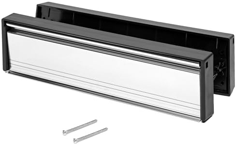 ZAVIA Door Letter Box 12'' with Metal Flap | Draught Proof Letterbox Plates for 20-40mm Thick Doors | Postal Letterplate with Draught Excluder for UPVC Midrail & Composite Doors