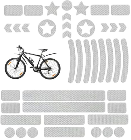 CHDZSW 42 Stück Fahrrad Reflektoren Aufkleber Set, Fahrrad Felgen Aufkleber, Reflektoren Fahrrad Sticker mit Verschiedenen Formen, High-Visibility Safety Stickers,Night Riding, Wheels, Helmets, Bags