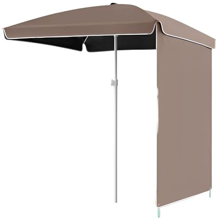 Sonnenschirm Strand 160 X 160 cm, Gartenschirm UPF 50+, Höhenverstellbar, Mit Aufbewahrungstasche, Sonnenschirm Rechteckig Für Garten, Terrasse(Brown)