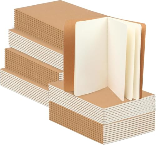 Sixstore 48-pack litet kraftpaket blank anteckningsbok storpack journaler för barn, konstnärer, ritning, skissbok, kontorsmaterial, ofodrad storlek: 9 x 13 cm (5,1 x 3,5 tum), 22 ark vardera