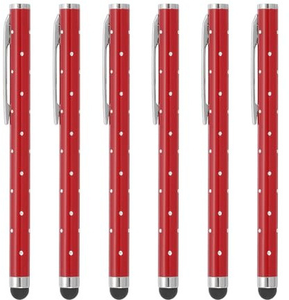 PATIKIL Stylus Pens for Touch Screens, 6 Pcs High Precision Universal Bling Stylus Crystal Metal Capacitive Pen for Touch Screen Devices Phone Tablets Laptop, Red