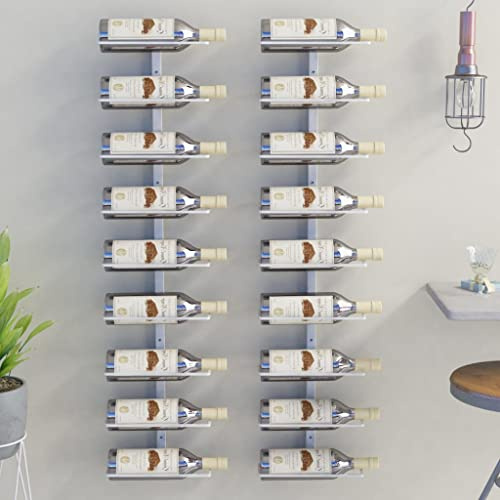 WKIEQACO Casier à vin mural pour 9 bouteilles, 2 pièces en fer blanc et casiers à vin de rangement