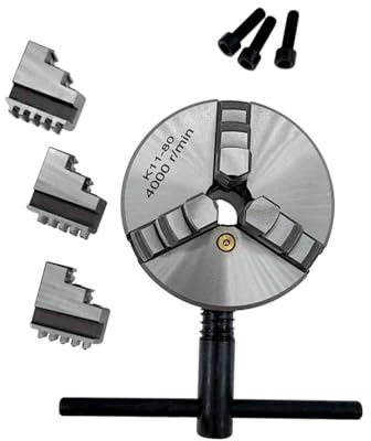Mandrino autocentrante, K11-80 Set di mandrini for tornio in metallo autocentranti manuali a 3 griffe con ganasce e utensili da 80 mm