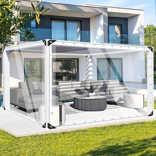 Telone trasparente resistente, telo in PVC trasparente per esterni, antivento e resistente agli strappi, per gazebo da giardino
