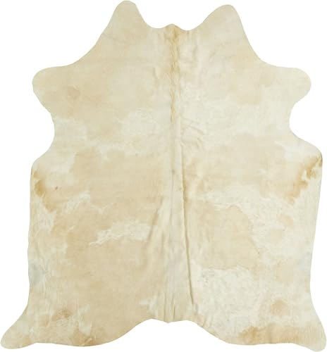 -LUXOR- living Rinderfell Kuhfell Teppich echt - natürlicher Fellteppich für naturgetreue Wohnatmospähre - Teppich Fell - ca. 130 x 190 cm beige Gemustert