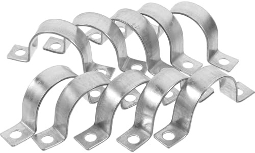 Hemobllo 10pcs 43mm Galvanized U Shape Pipe Clamps for Wall Mounting, Heavy Duty Round Tube Support Brackets for Downspout and Cable Fixing in Plumbing