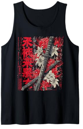 Ragno Rosso Giglio Fiore Katana Spada Anime Giapponese Otaku Canotta