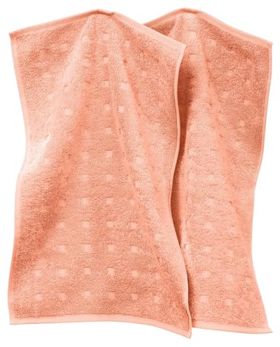 Möve Gästetuch Quadretti 2er-Pack Walk-Frottier apricot Größe 30x50 cm