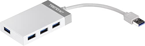 TRENDnet, TU3-H4E, Mini hub USB 3.0 de 4 Puertos, Plug & Play, tamaño Compacto, Compatible con Linux, Windows, Mac, Nintendo Switch, Compatible con Versiones anteriores USB 2.0, Color Blanco