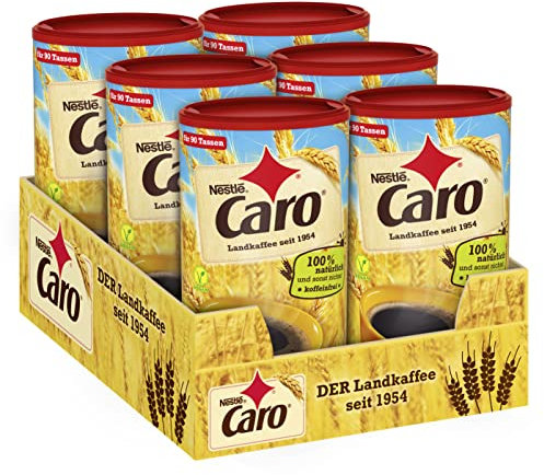 Nestlé CARO Landkaffee, lösliches Pulver aus Gerste, Gerstenmalz, Zichorie und Roggen, koffeinfrei, 6er Pack (6x200g)