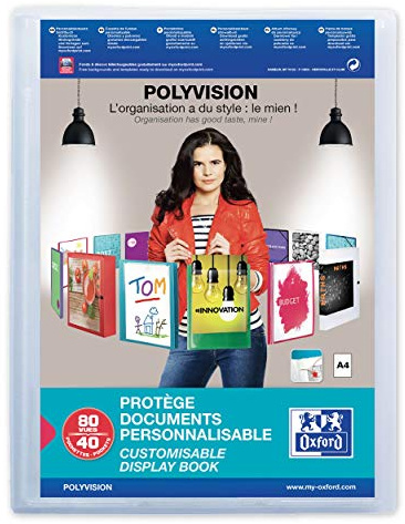 Oxford Sicht-Buch A4, Polyvision, Präsentations-Mappe mit 40 Hüllen, transparent, farblos, 1 Stück