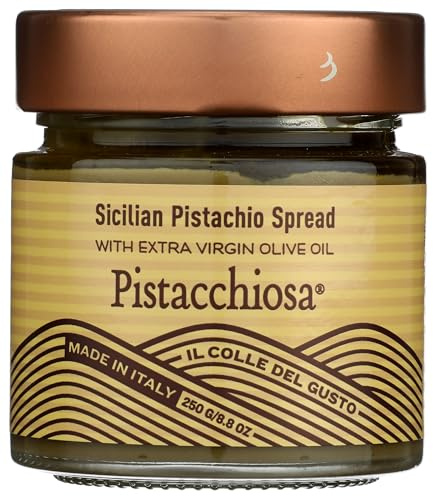 Il Colle Del Gusto Sicilian Pistachios Spread with Extra Virgin Olive Oil, Pistacchiosa, 8.1 Ounce