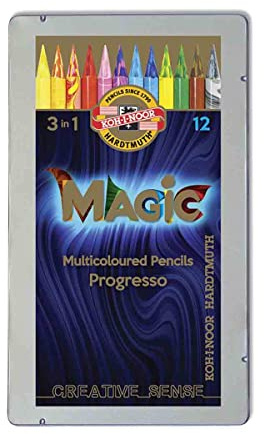 MAGIC KOH-I-Noor Künstler-Buntstifte, 12 Stück, mit Metalldose