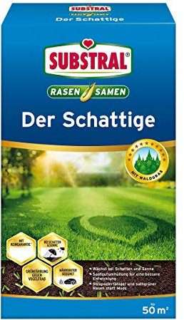 Substral Rasensamen Der Schattige, Schattenrasen, Premium Rasensamen für schattige Stellen, 1 kg für 50 m²