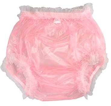 Haian Inkontinenz-Unterhosen, f&uuml;r Erwachsene, aus Kunststoff und Spitze, farbig transparent, Rosa mit wei&szlig;er Spitze