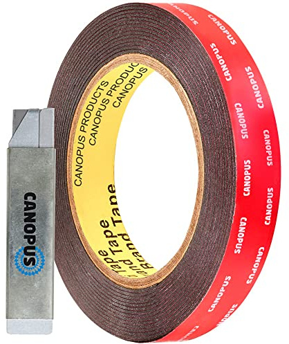 CANOPUS Double Sided Tape 19mm x 3m, 1.1mm Thickness Heavy Duty Mounting | Waterproof Mounting Tape, Strong, for Number Plate, Home Office Decor, Indoor Outdoor Use, Black
