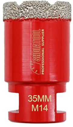 SHDIATOOL Foret Diamant 35mm Trépan Carrelage M14 Meche Gres Cerame | Scie Cloche 35 mm pour Porcelaine, Céramique, Marbre, Granit, Faience pour Meuleuse, Brasé Sous Vide, Perçage à Sec