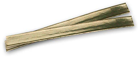 Verschlussclips, 200 Stück, extralang, aus Papier Farbe gold mit Doppeldraht, Verschluss-Clips, Tütenverschluss, ideal für Cellophanbeutel