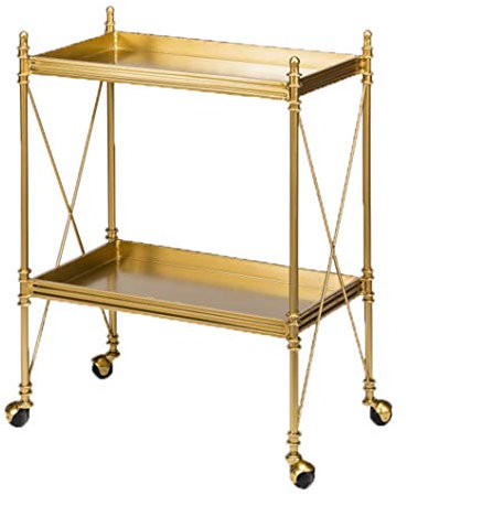 Kitchen Trolley,Dining Serving Bar Tea Cart,Rolling Equipment Storage Shelf, 2-Tier Utility Carts Vintage Bakers Rack for Living Room Decoration